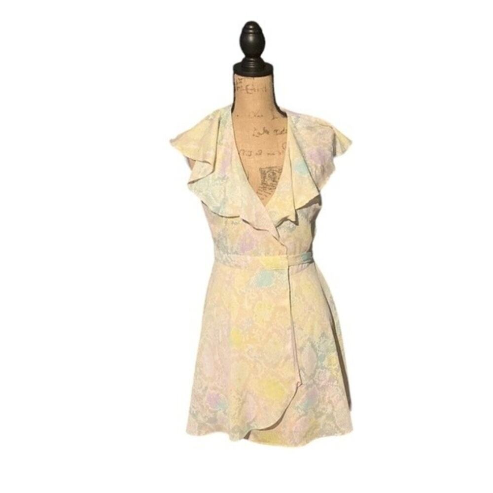 GB Warp Dress Mini Ruffle Pastel Wedding Guest Special Occasion Spring Small